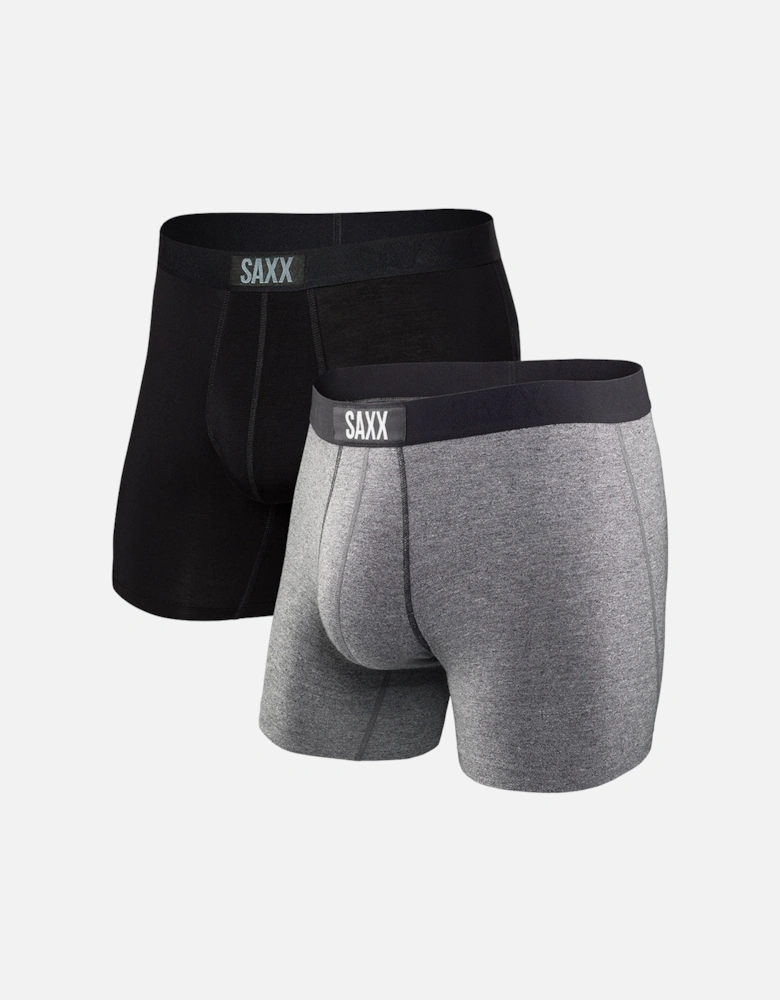 2-pack Vibe Boxer Briefs, Black/Grey