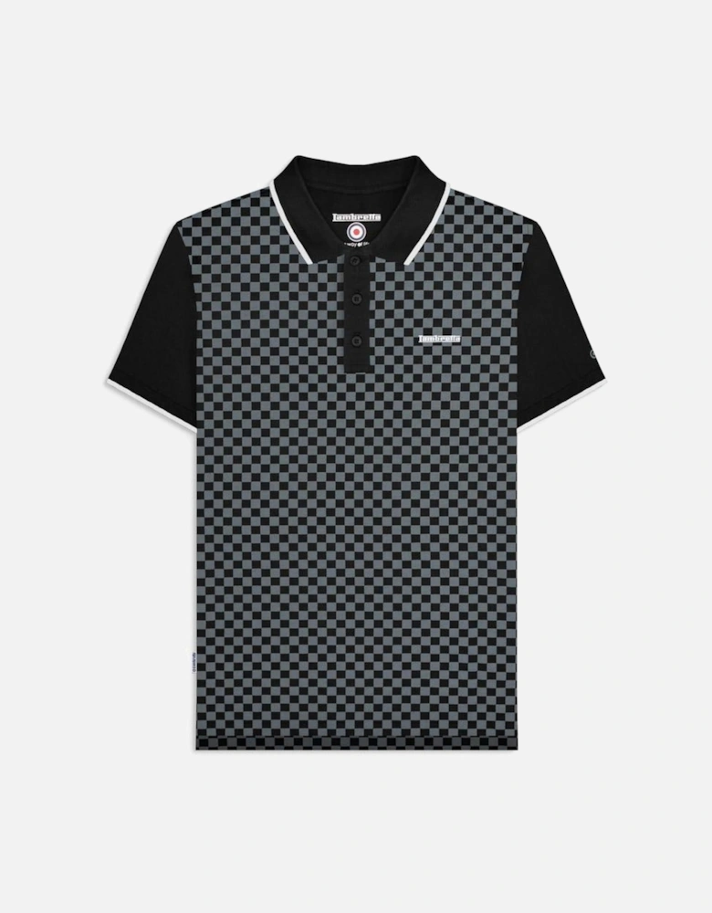 Mens Two Tone All Over Print Short Sleeve Polo Shirt