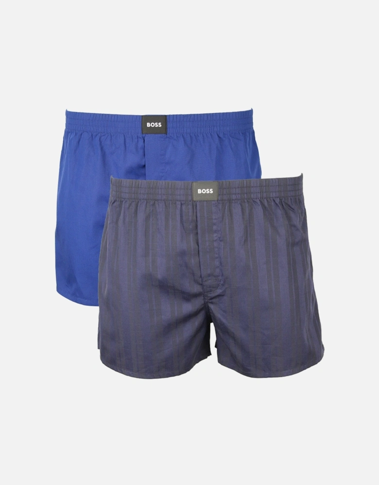 2-Pack Check & Solid Boxer Shorts, Blue/Navy
