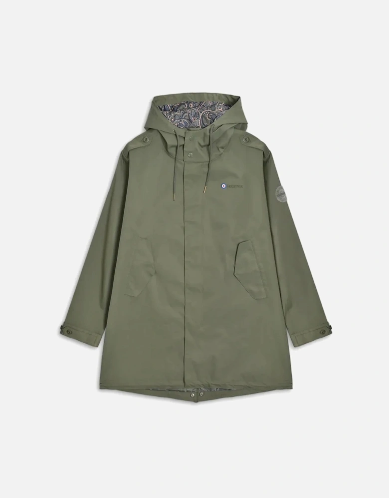 Mens Waterproof Paisley Lined Parka - Khaki