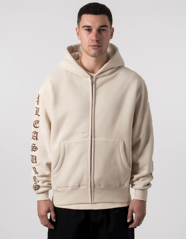 Relaxed Fit Old English Zip Up Hoodie