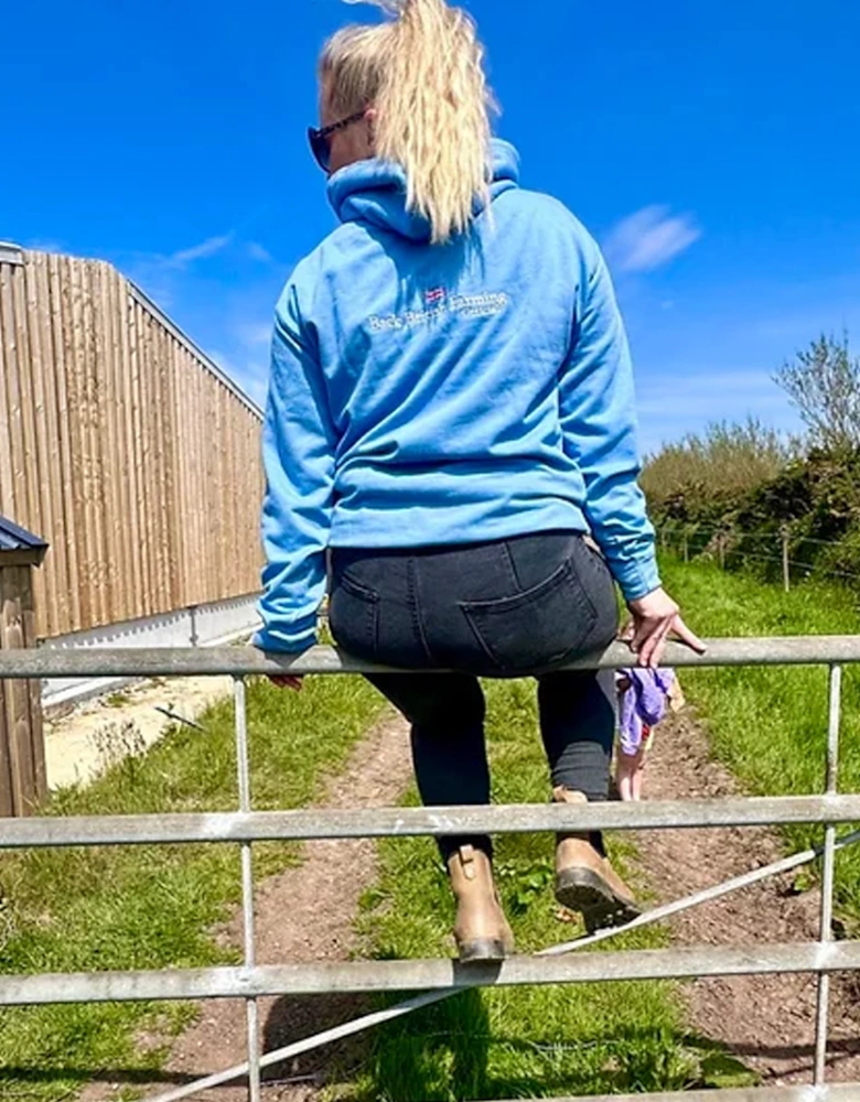 Back British Farming Classic Hoodie Cornflower Blue