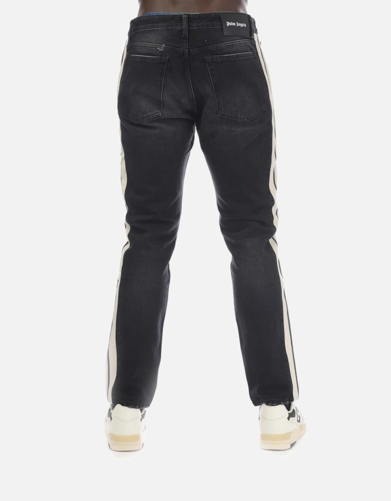 Black Wash Denim Track Pants