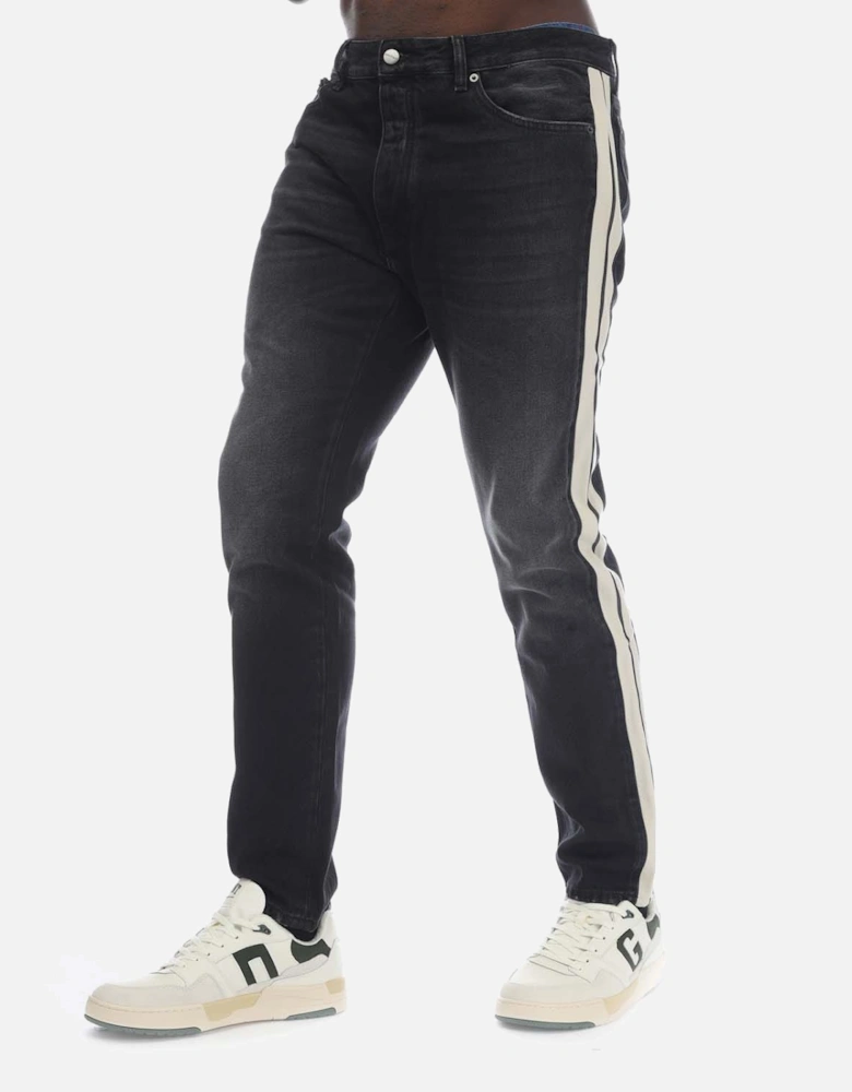 Black Wash Denim Track Pants