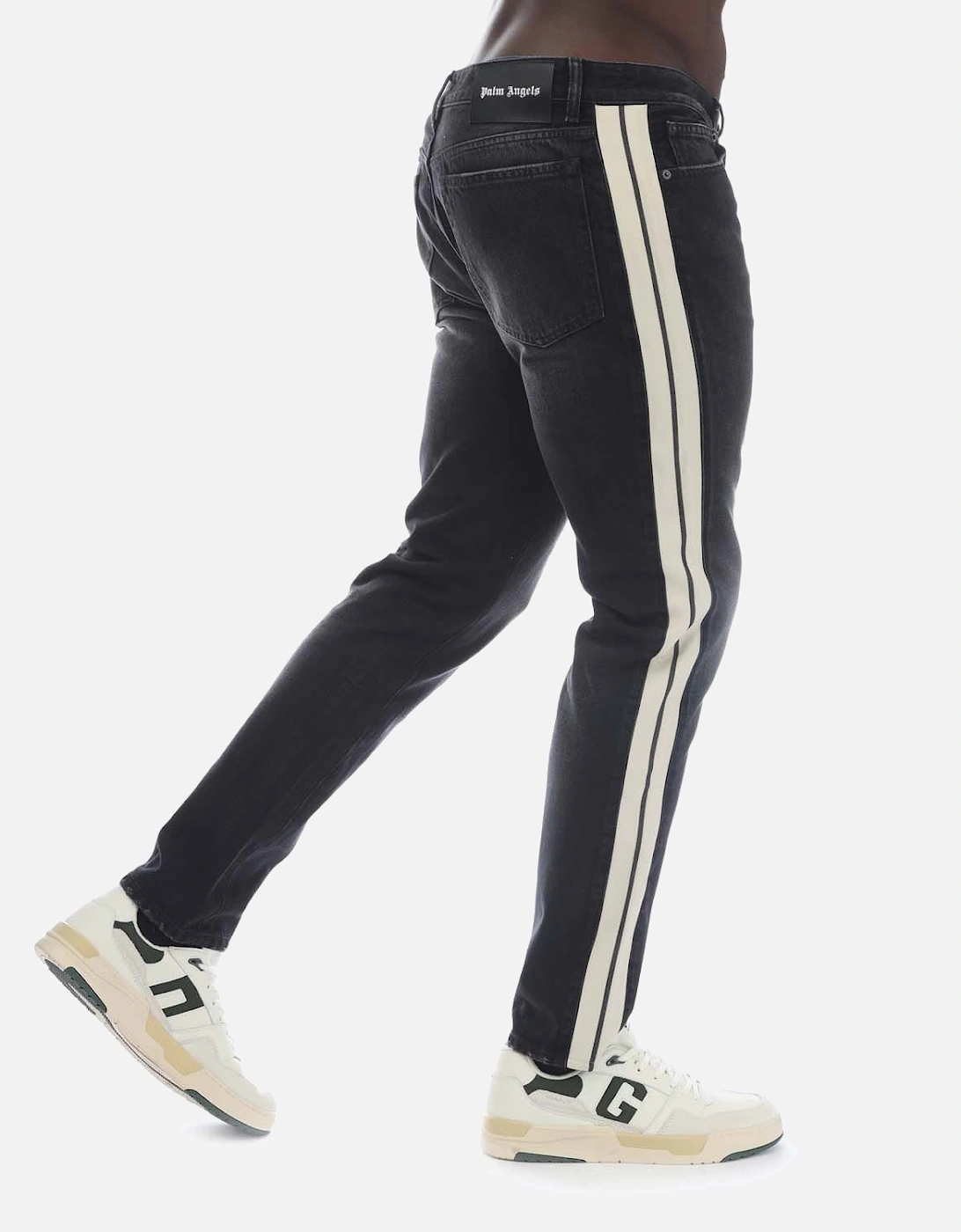 Black Wash Denim Track Pants