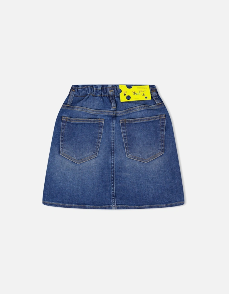 Juniors Logo Band Denim Skirt