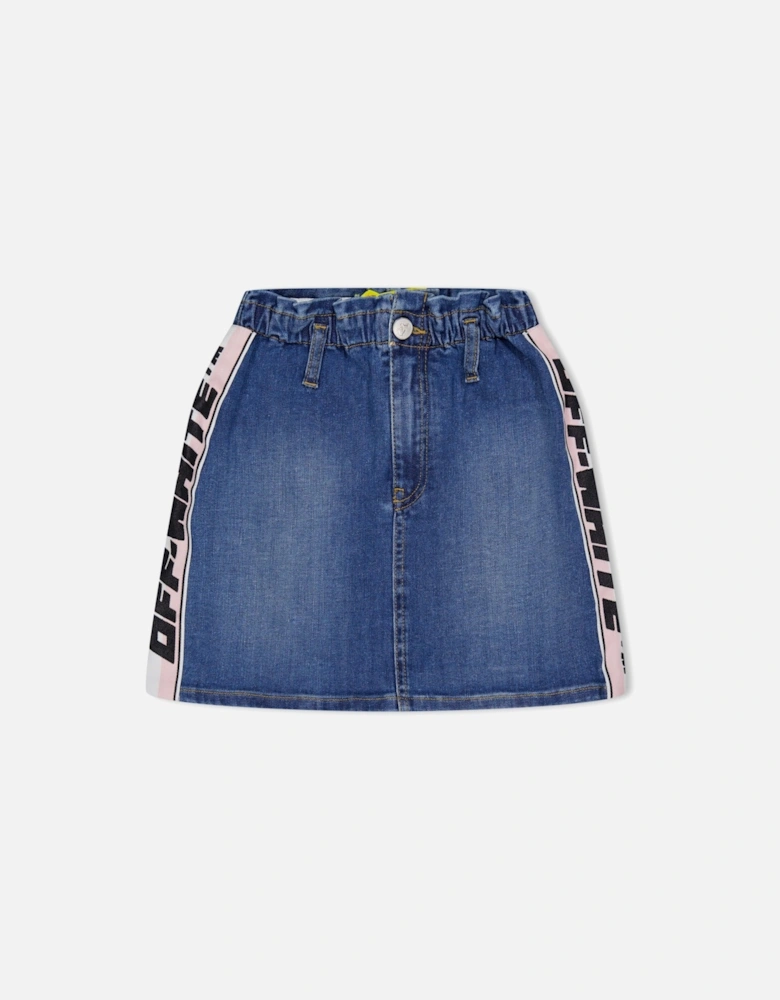 Juniors Logo Band Denim Skirt