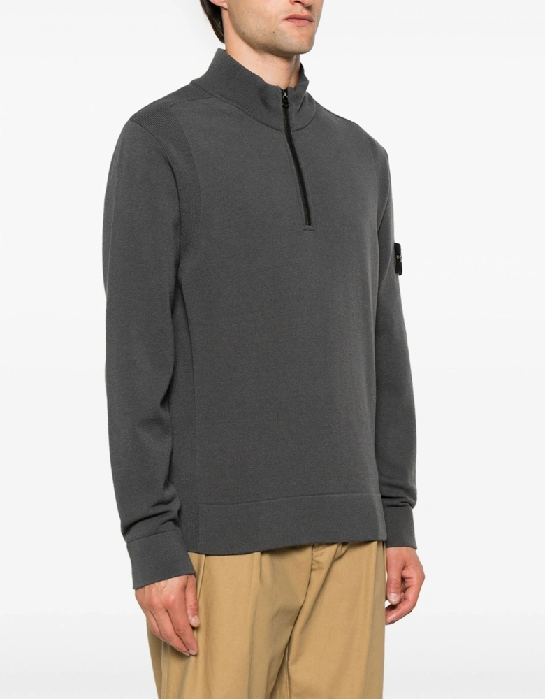 Compass Quarter Zip Sweater Grey