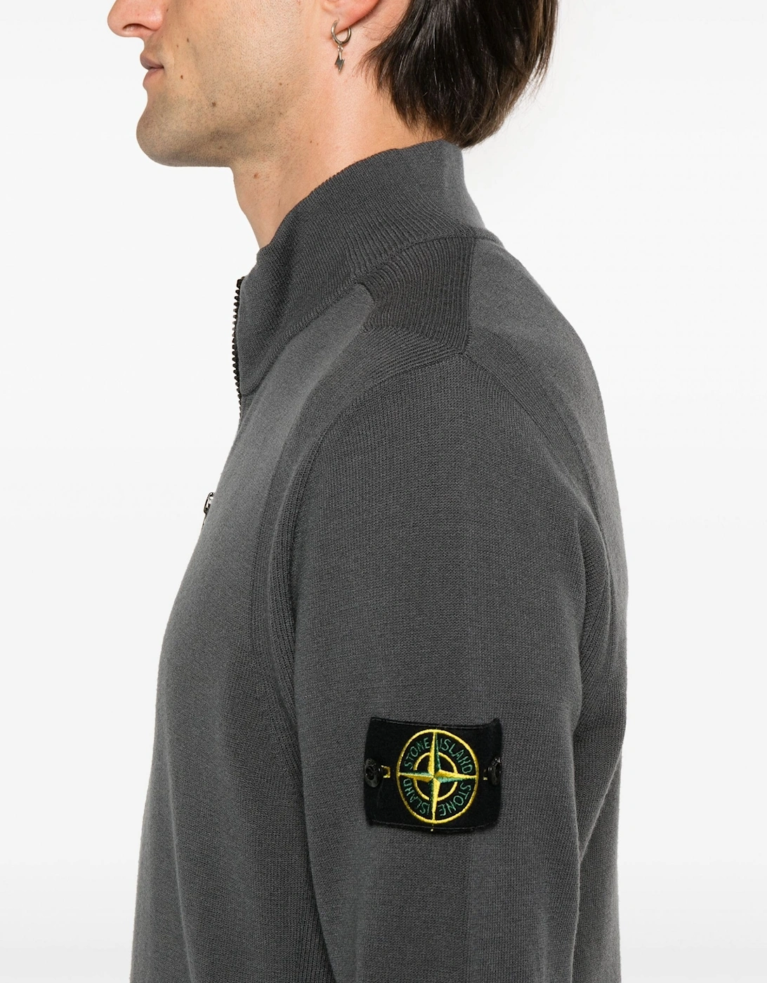 Compass Quarter Zip Sweater Grey