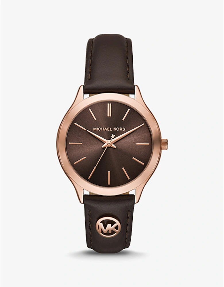 Slim Runway Rose Gold-Tone and Leather Watch