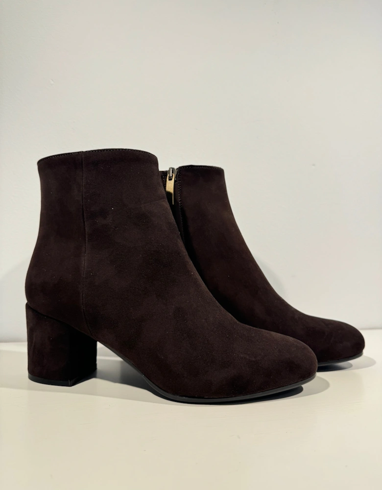 Chocolate brown suede ankle boot