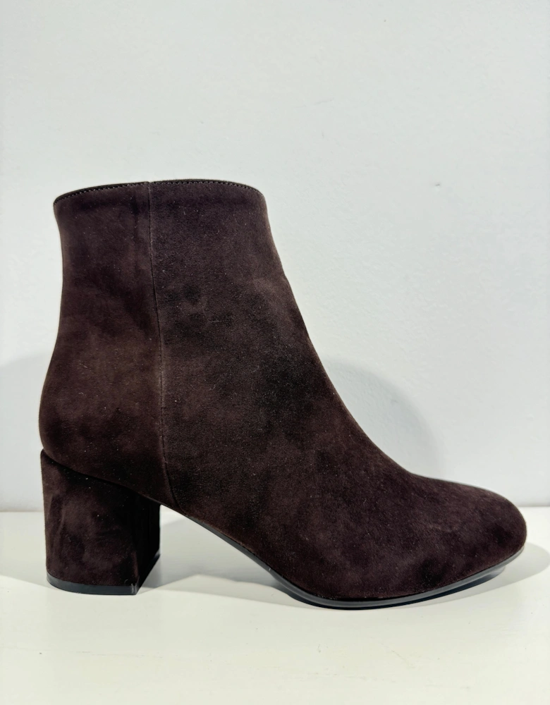 Chocolate brown suede ankle boot