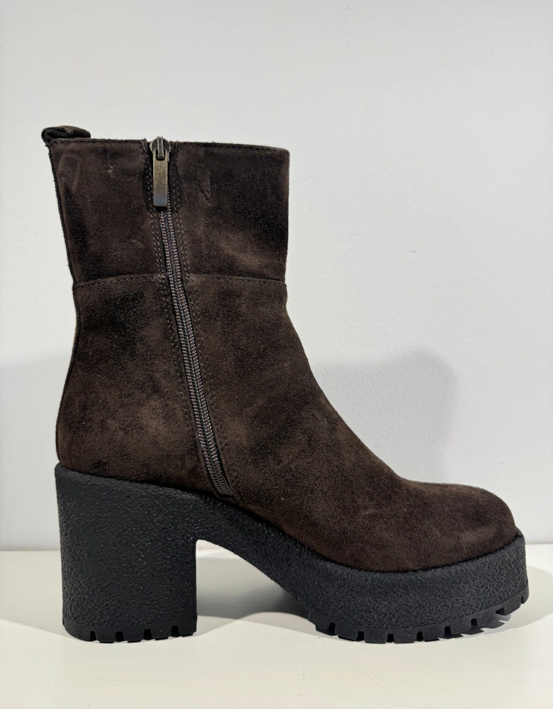 Chocolate suede ankle boots