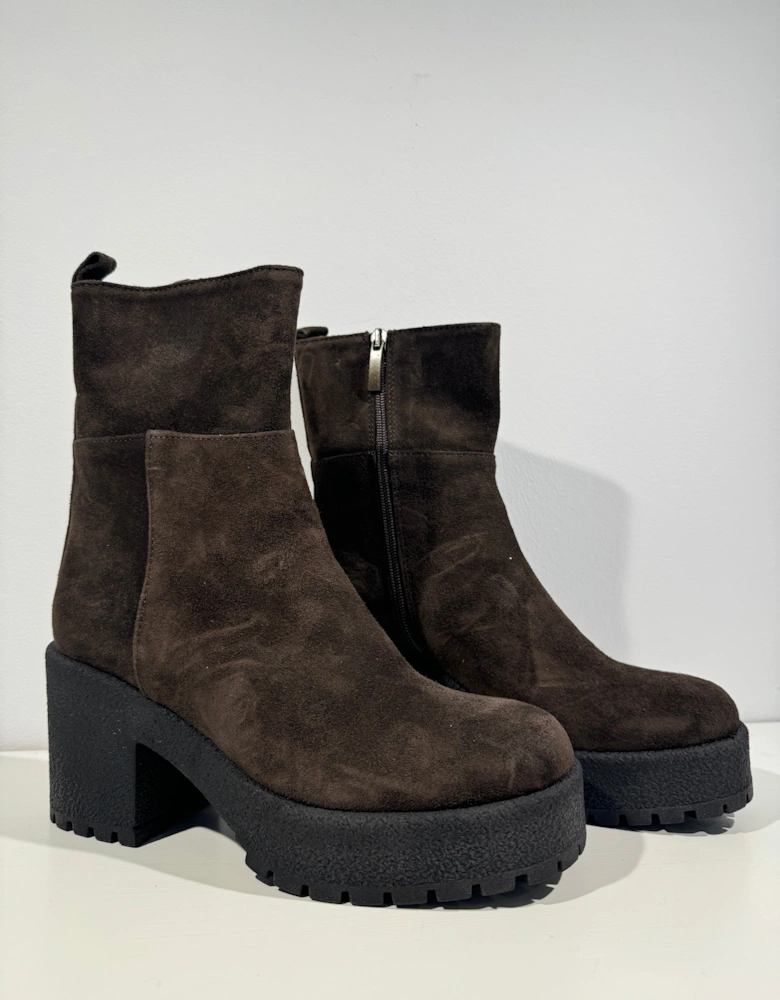 Chocolate suede ankle boots