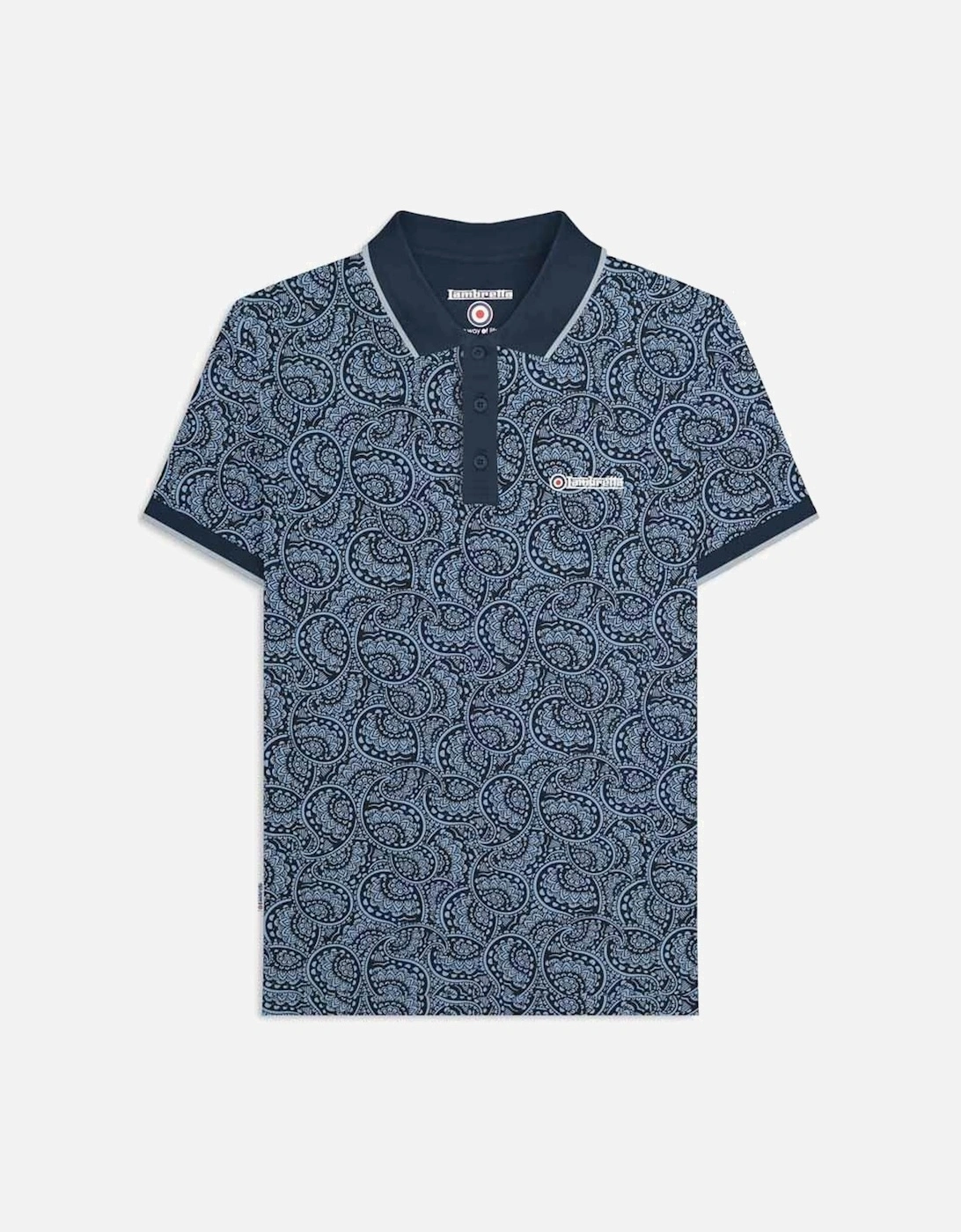 Mens Paisley Tonal Polo Shirt, 2 of 1