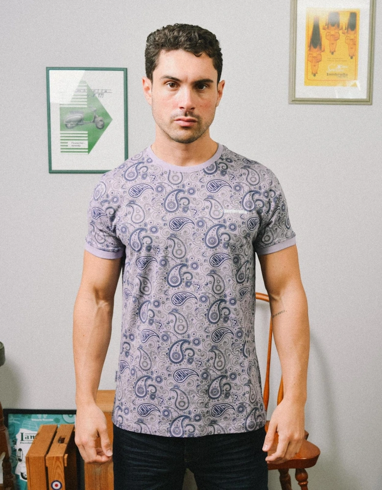 Mens Paisley Crew Neck Cotton T-Shirt