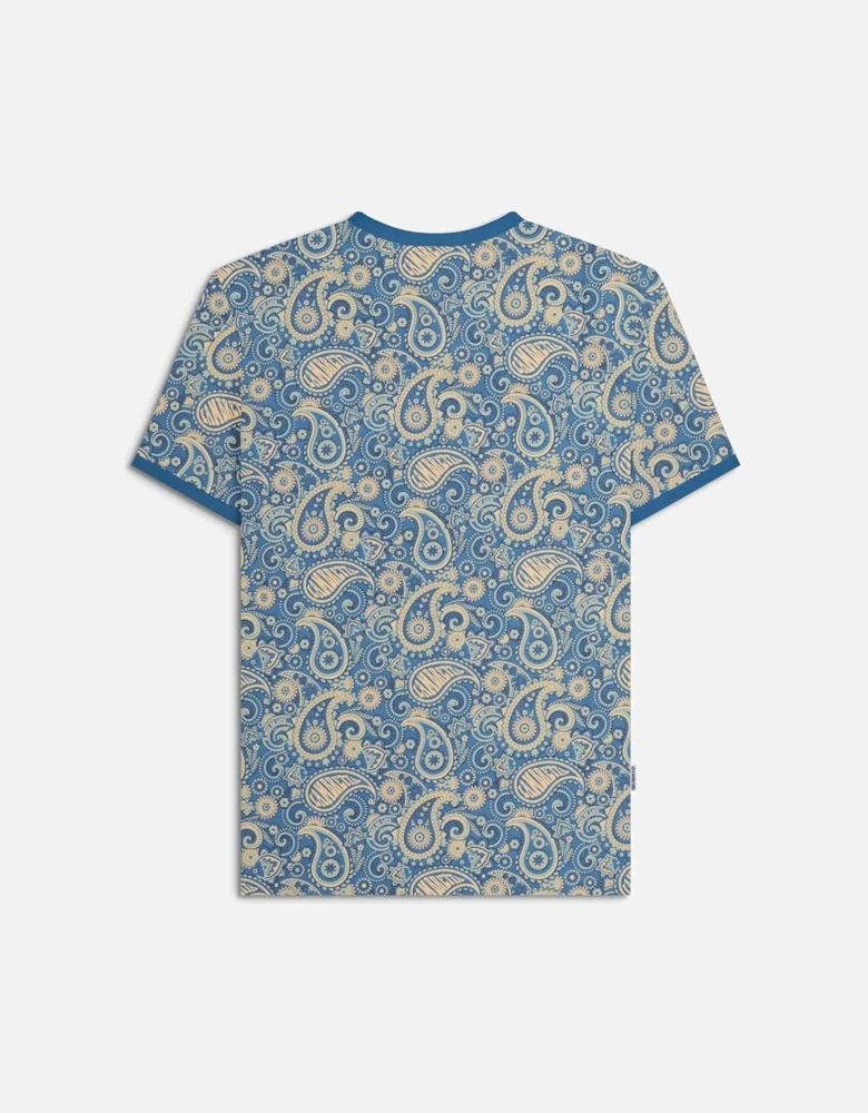 Mens Paisley Crew Neck Cotton T-Shirt