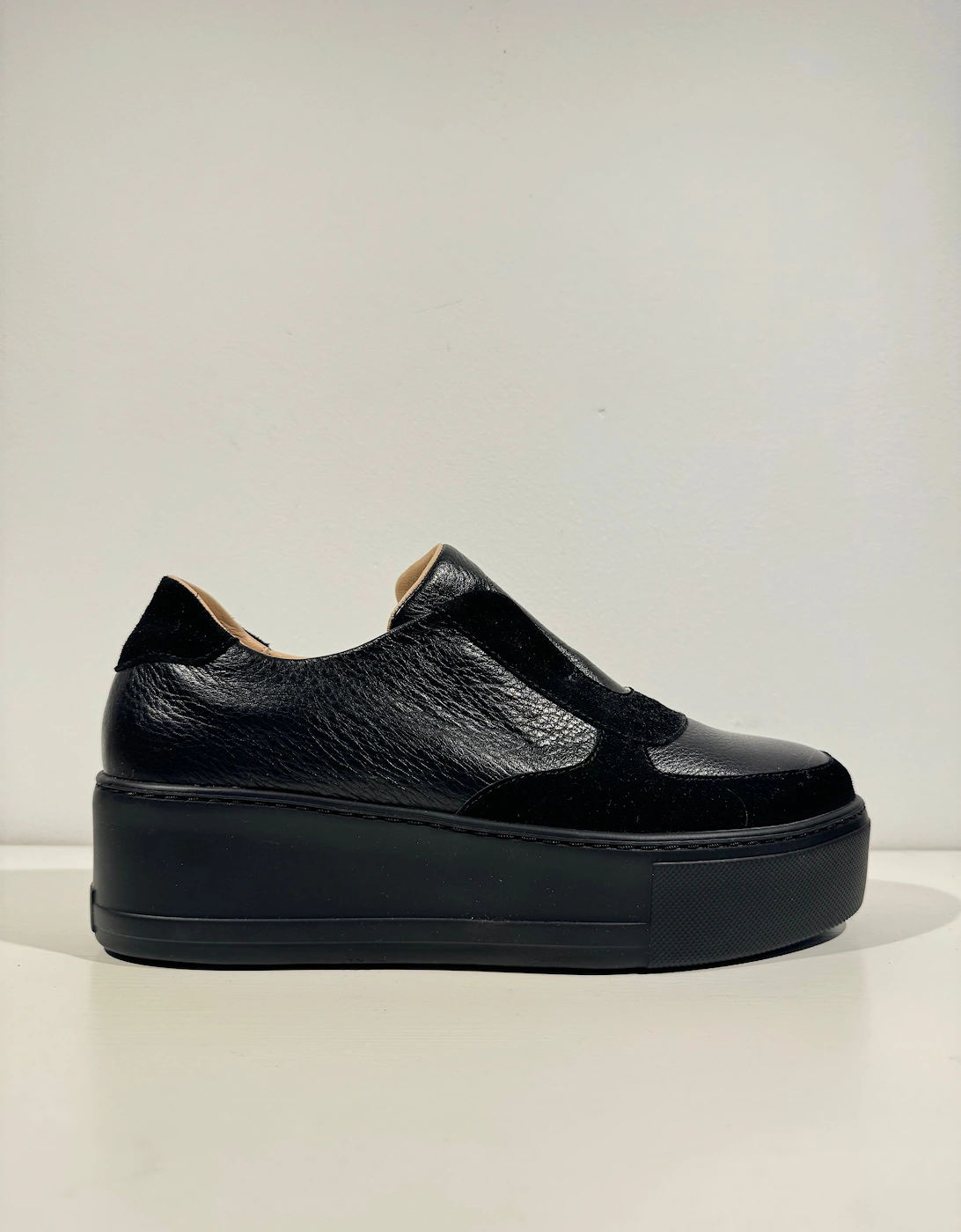 Black leather and suede platform trainers, 4 of 3