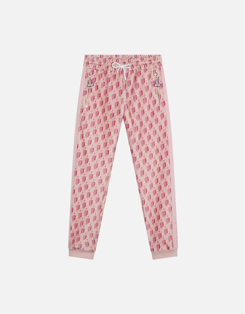 Girls Velvet Jogging Bottoms Pink