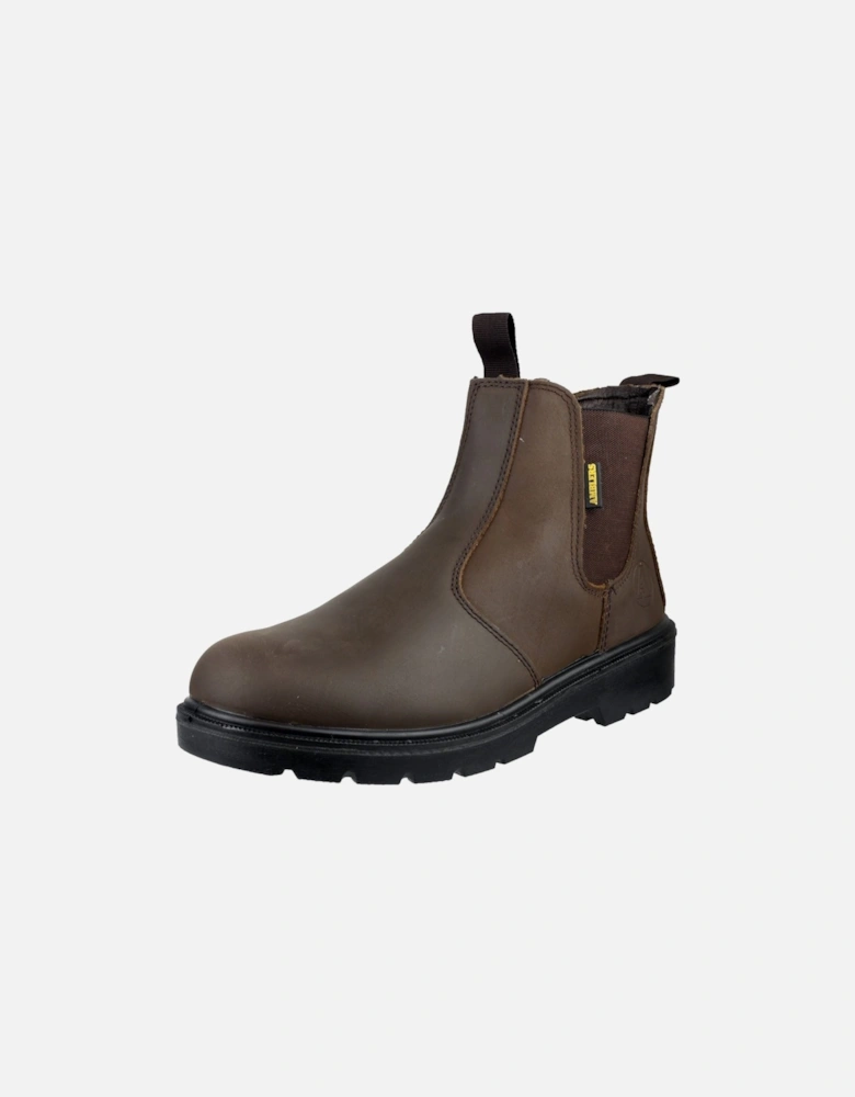 model FS128 Hardwearing Pull On Safety Dealer Boot Male in Brown