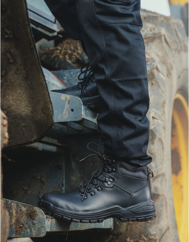 258 Leather Black Safety Boots