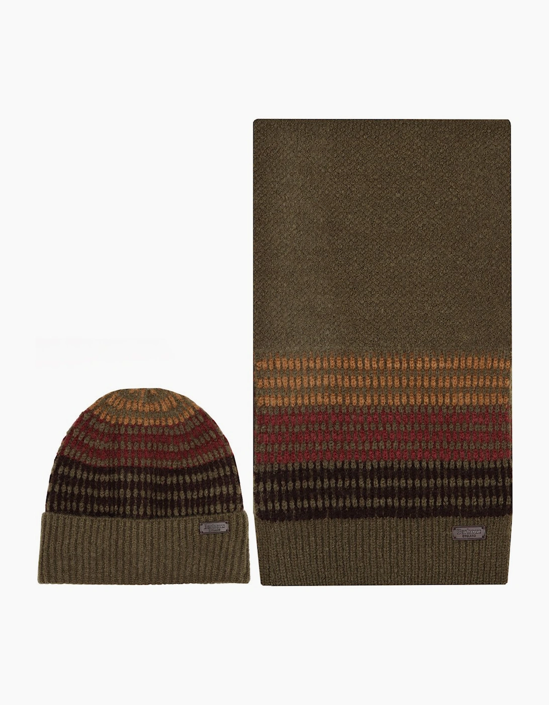 Barbour Unisex Tan Branton Beanie & Scarf Set - Size: One Size