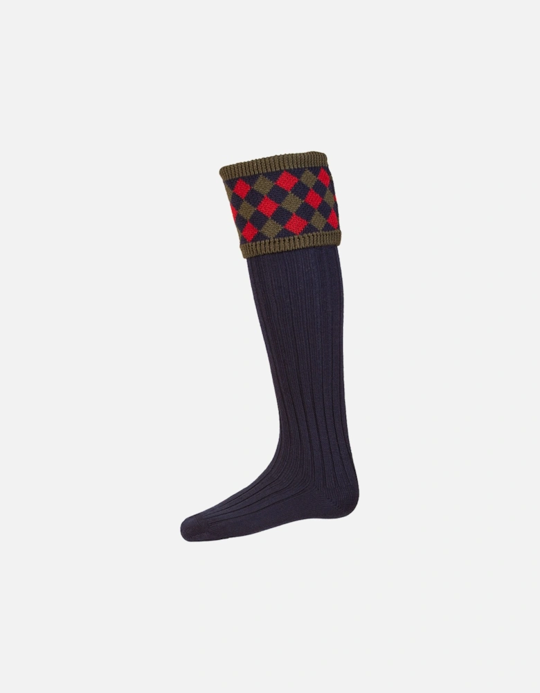 Chequers Socks Navy