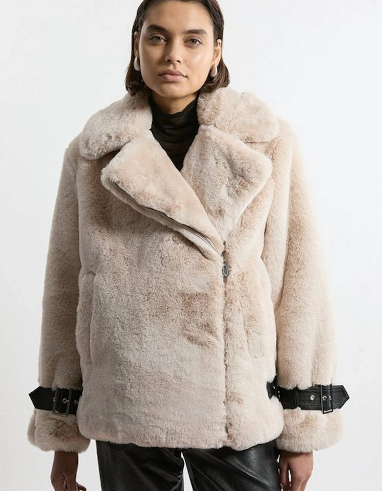 Faux Fur Biker Coat