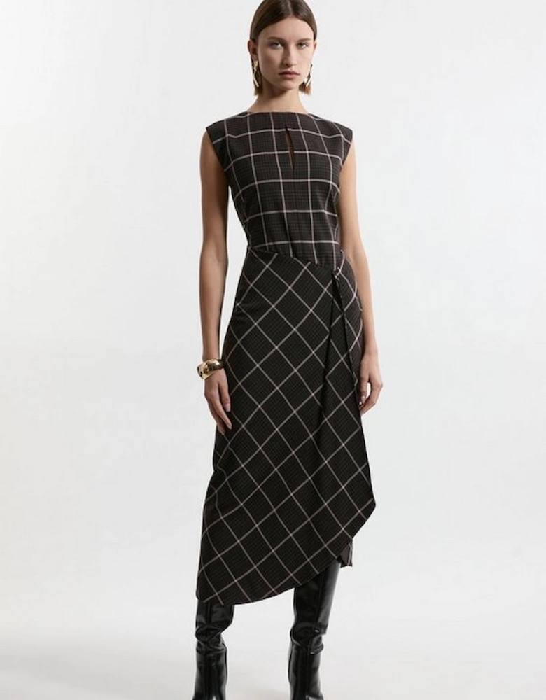 Check Ruffle Tailored Midaxi Dress