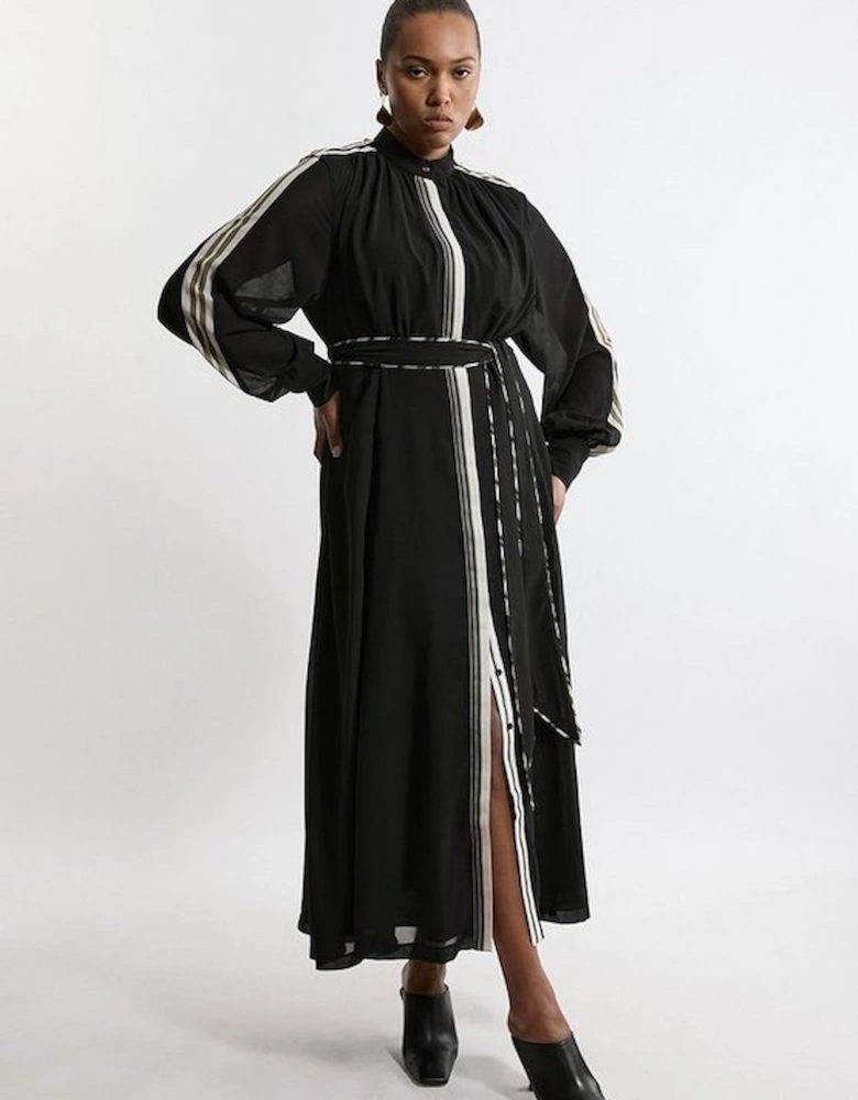 Plus Size Military Mono Balloon Sleeve Maxi Dress