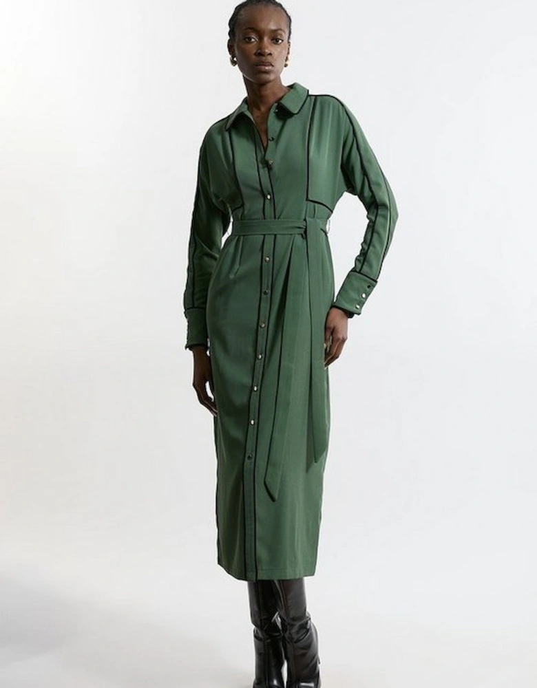 Tall Twill Maxi Woven Shirt Dress With Belt