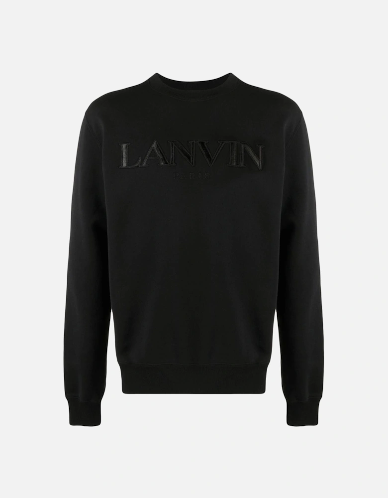 Paris Logo Embroidered Sweatshirt in Black