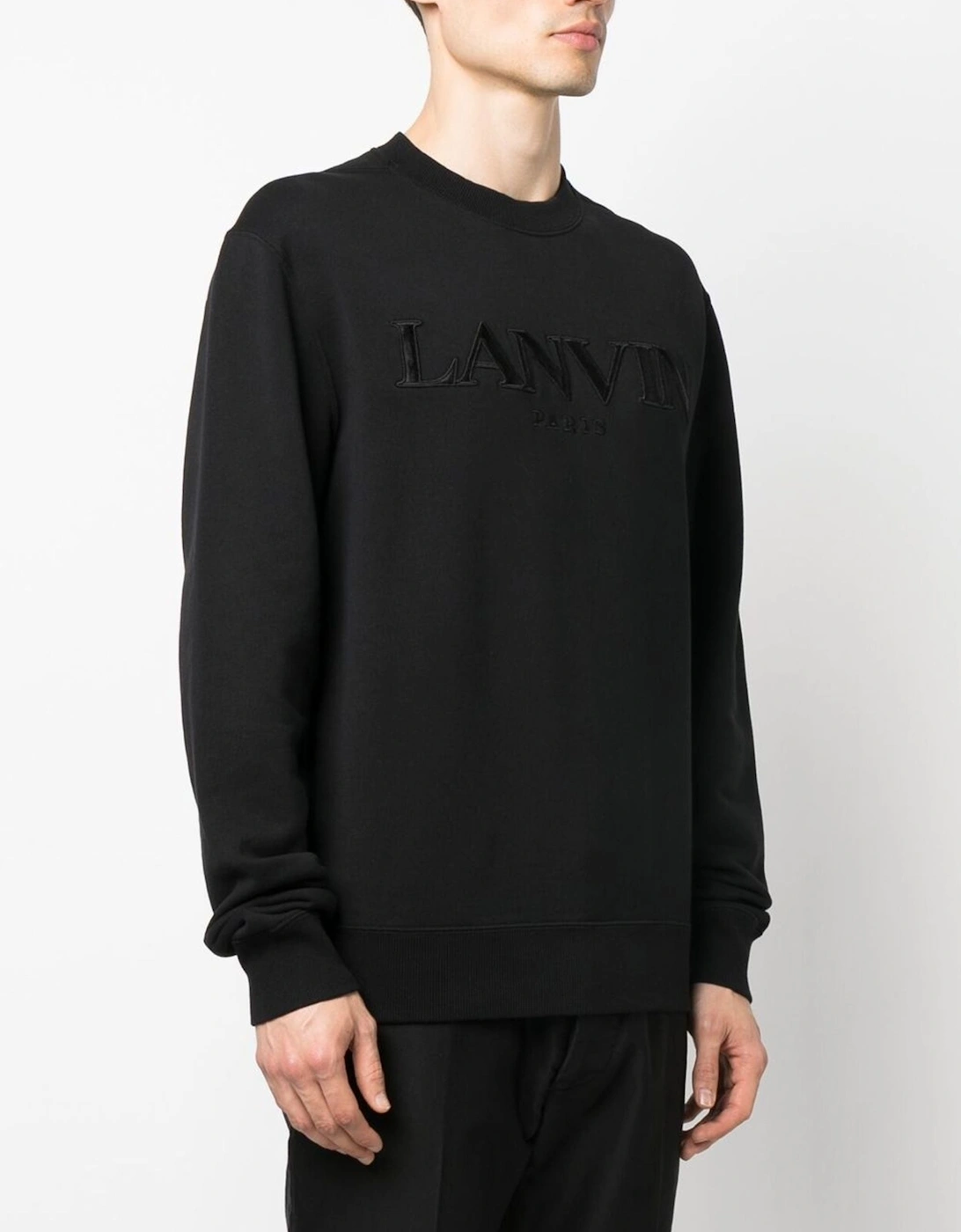 Paris Logo Embroidered Sweatshirt in Black