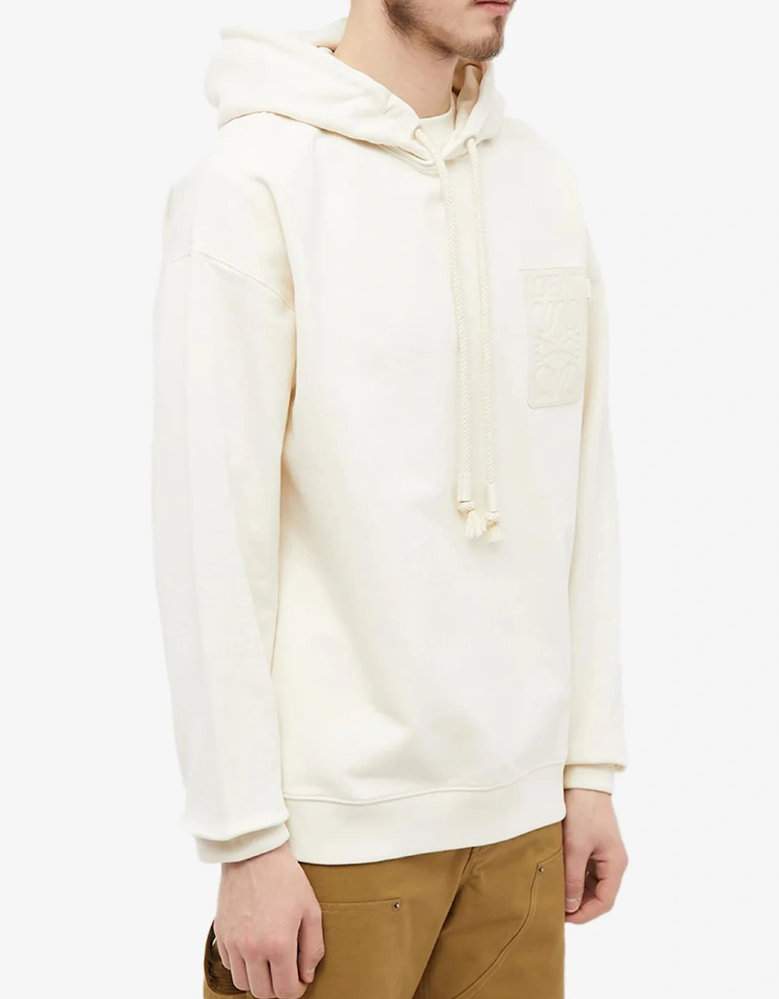 Anagram Patch Pocket Hoodie in White Ash