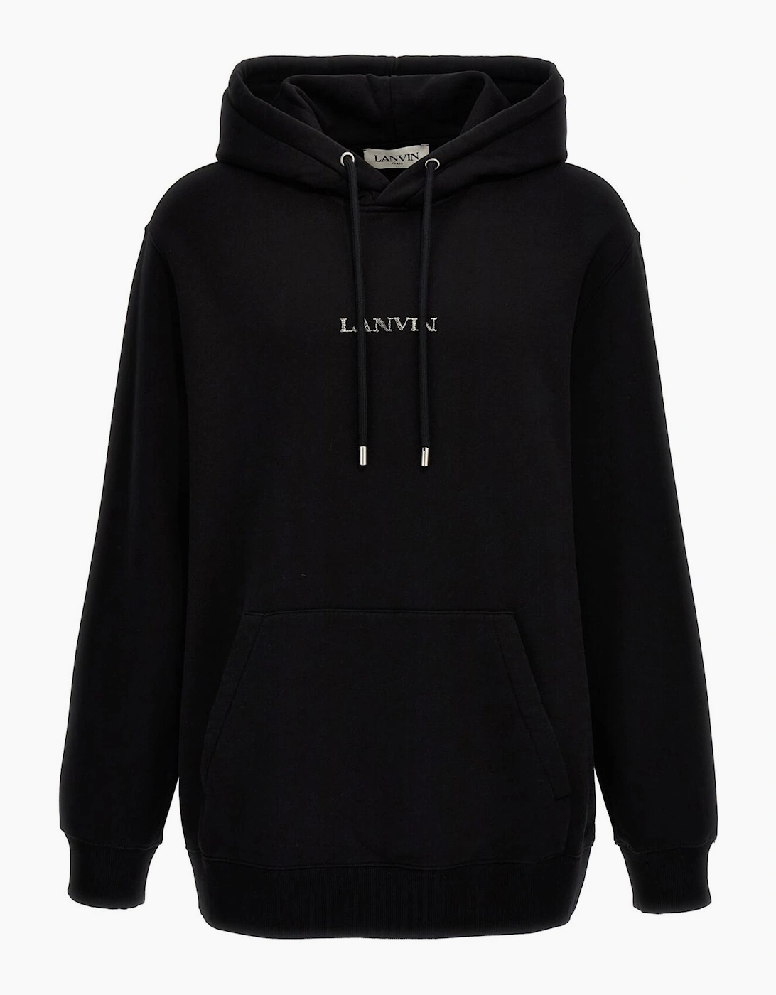 Men's Lanvin Paris Loose Fit Logo Hoodie in Black - Size: 38