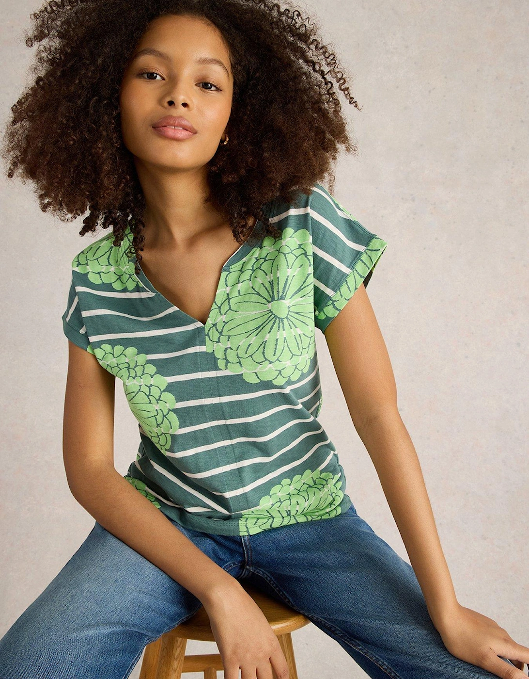 Nelly Notch Neck T-Shirt - Green, 2 of 1