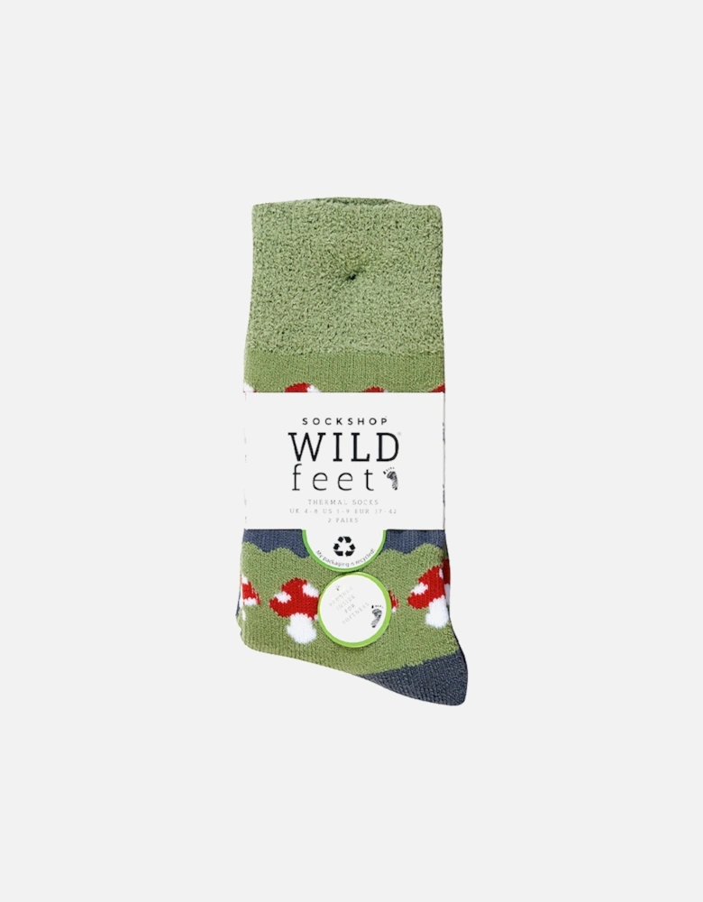 Wildfeet 2 Pack Thermal Boot Sock Green/Navy Mushroom