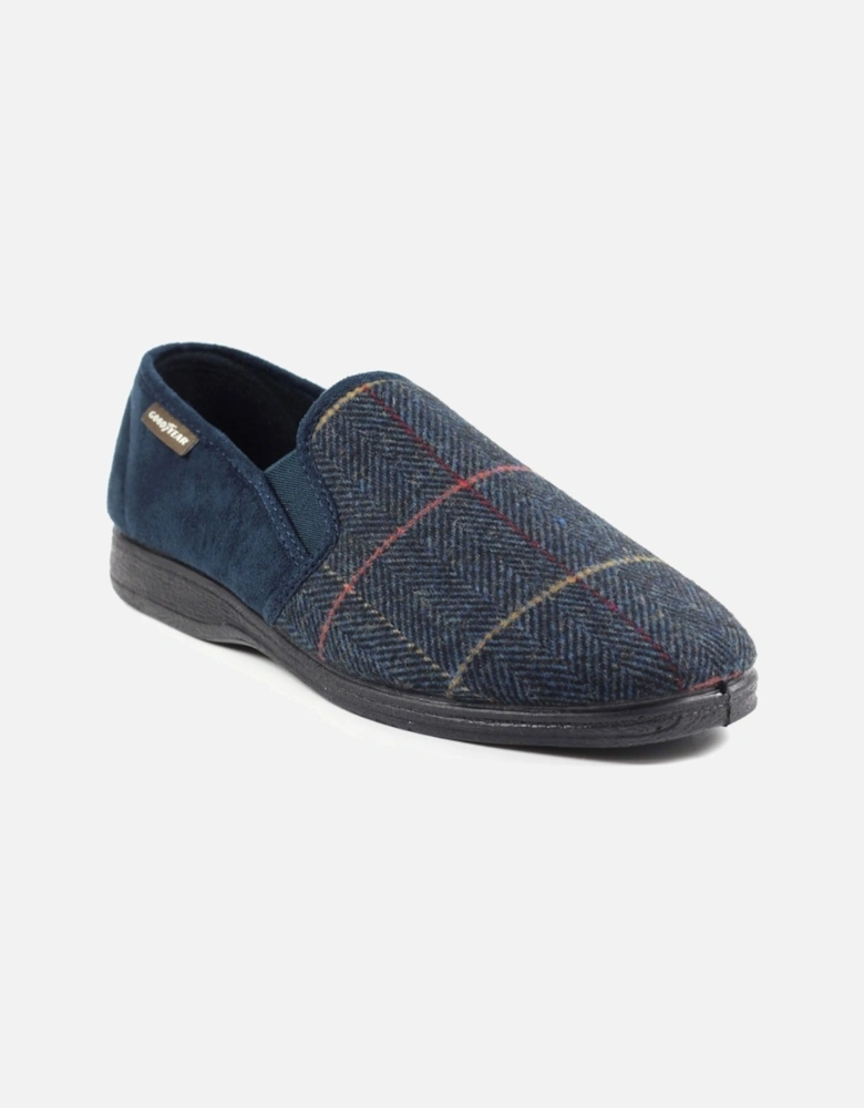 Harrison Navy Tweed Slipper