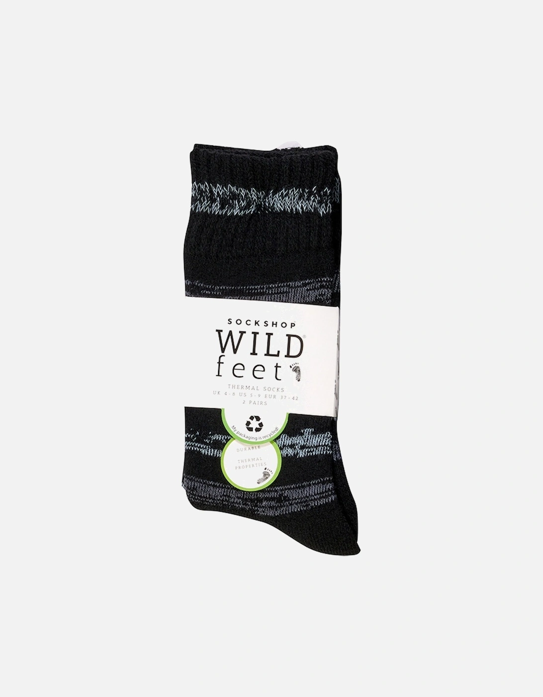 Wildfeet 2 Pack Thermal Boot Sock Black With Blue/Green/Plum Stripes