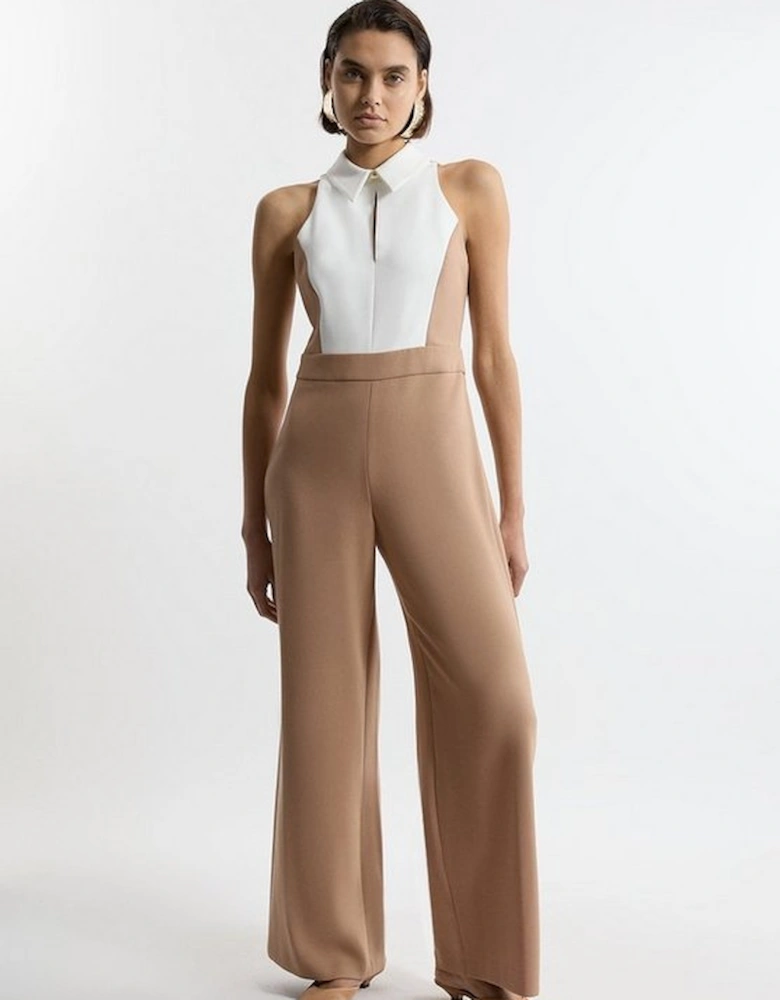 Compact Stretch Tailored Sleeveless Jumpsuit