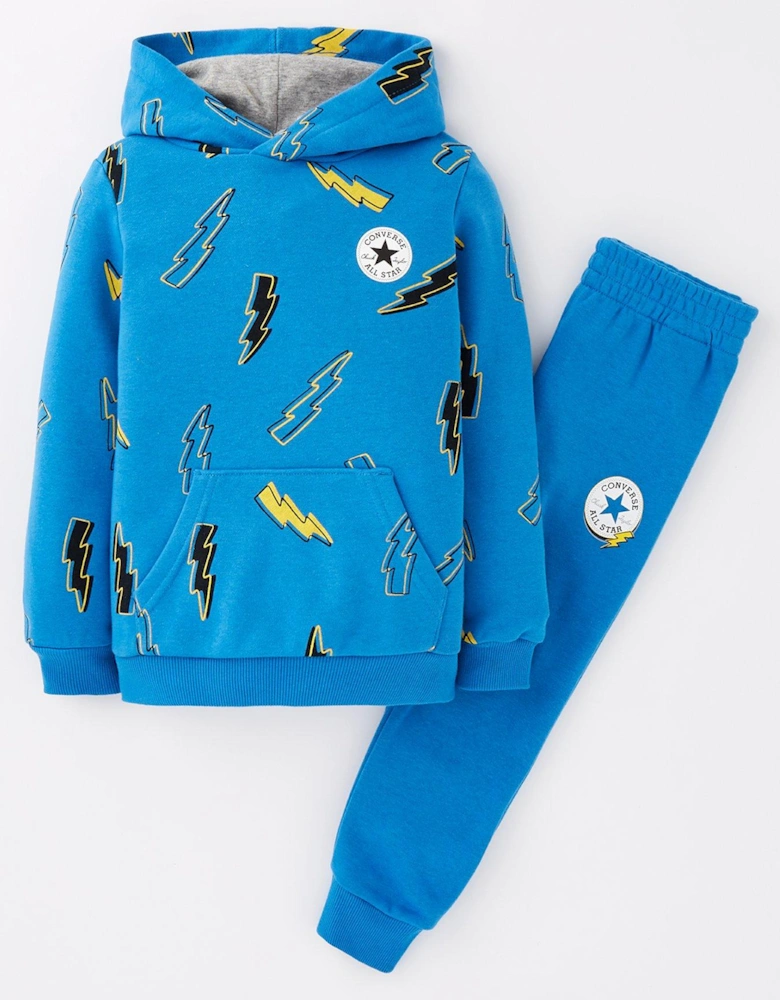 Younger Boys Flash Forward Printed Hoodie and Joggers Set - Blue