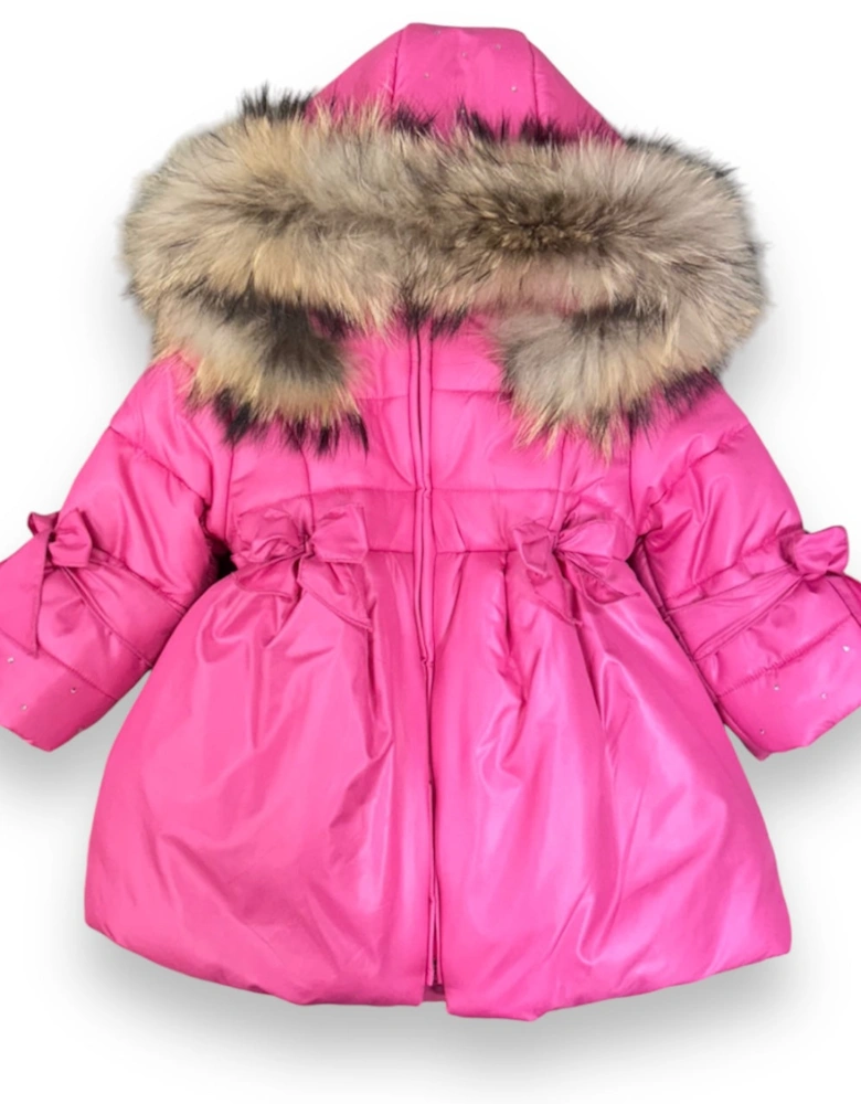 Fuchsia Fur Trim Coat