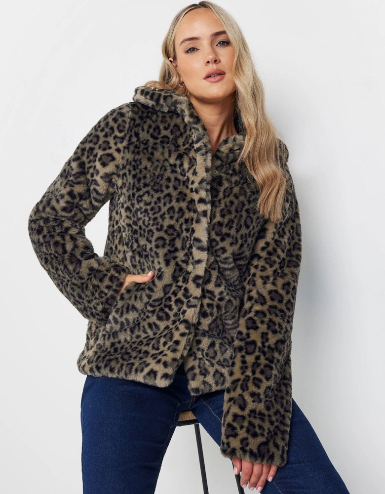 Animal Faux Fur Coat - Natural