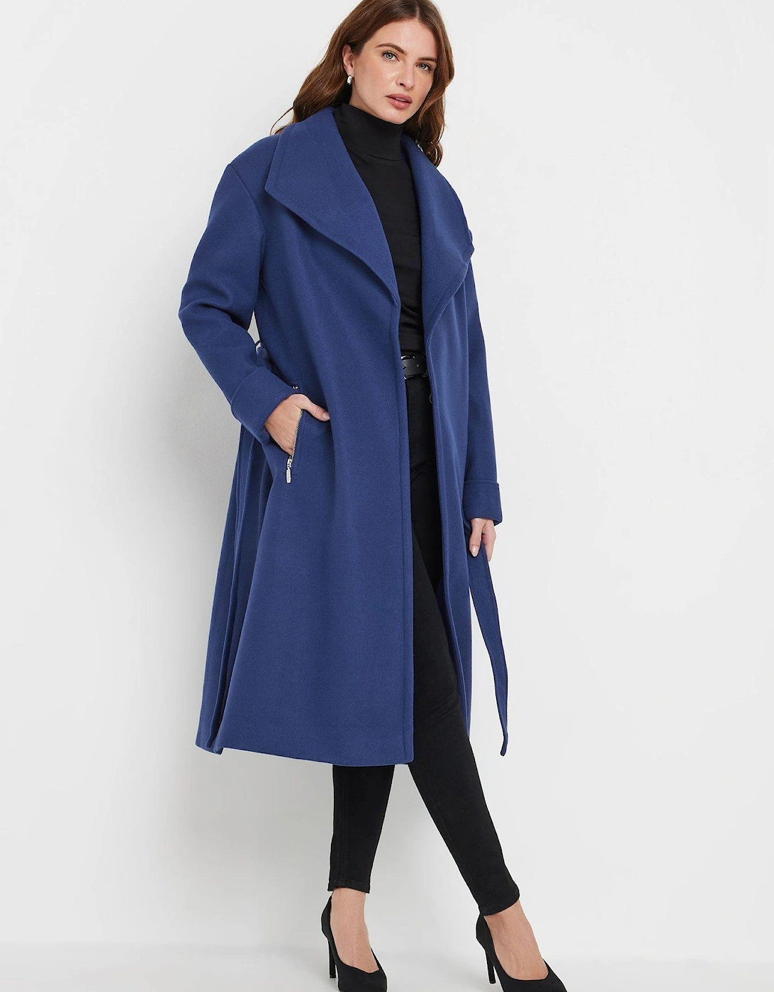 Tailored Wrap Coat - Blue, 2 of 1