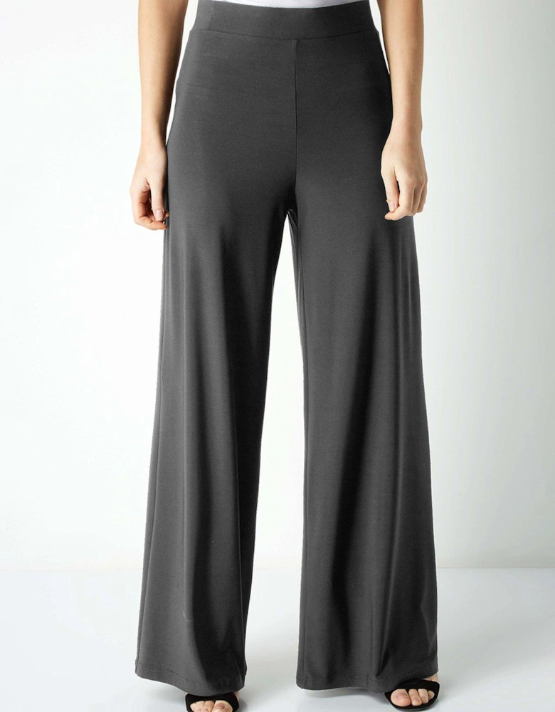 Wide Leg Stretch Trousers - Grey