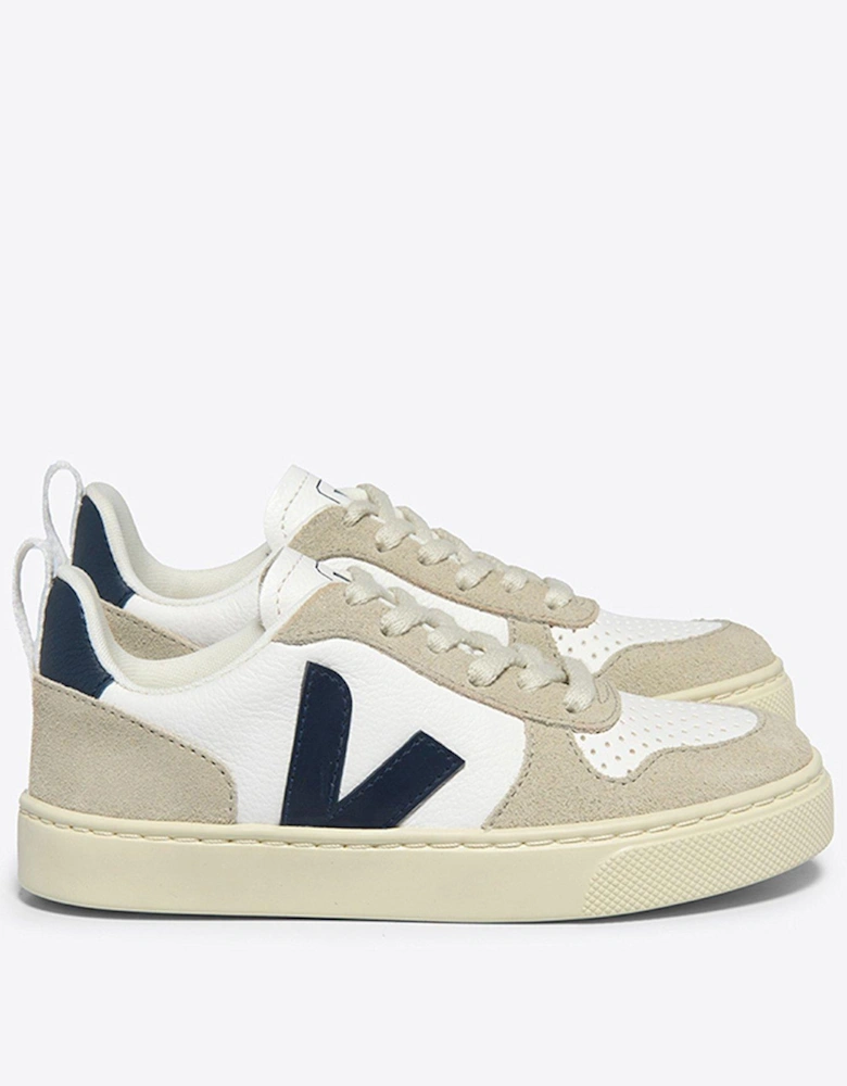 Junior Small V-10 Laces Trainers - White/Navy