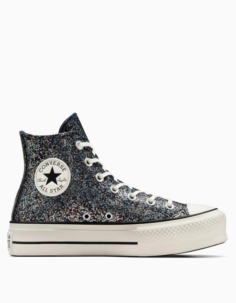 Womens Shinefetti Chuck Taylor All Star Lift Hi Top Trainers - Black