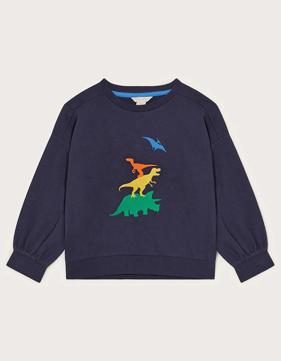 Boys Embroidered Dinosaur Sweatshirt - Navy, 2 of 1