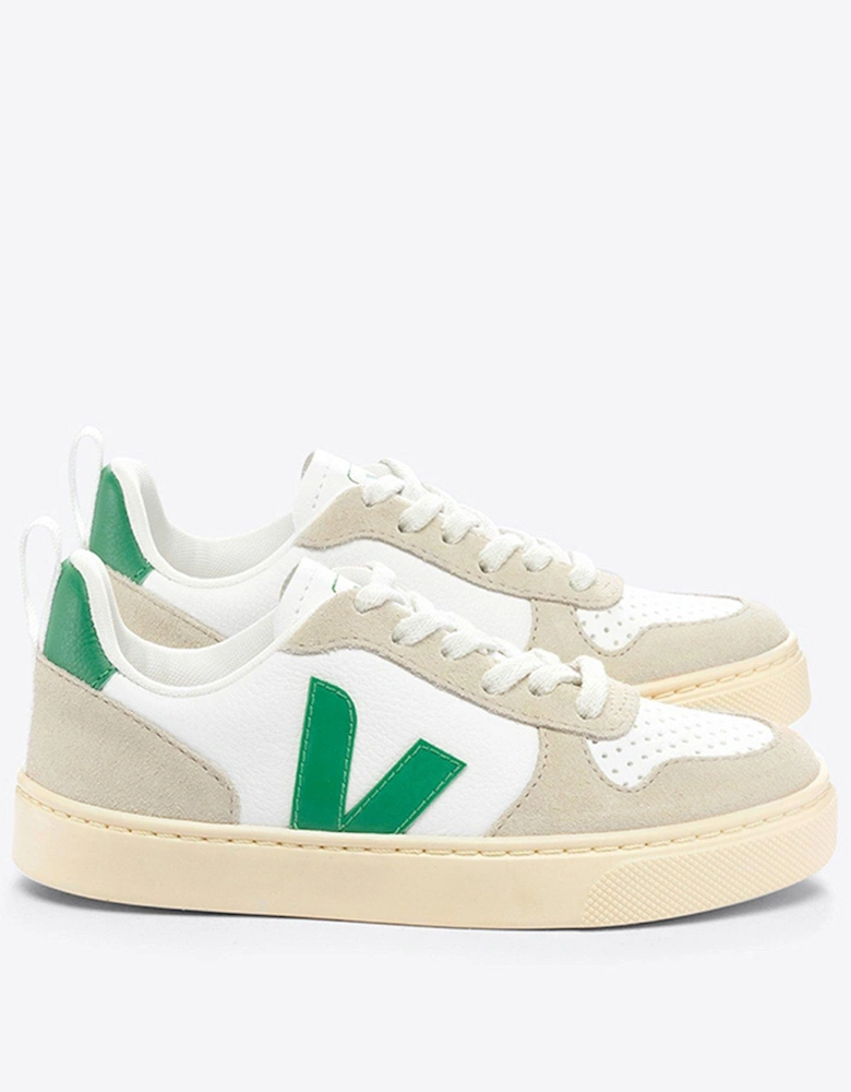 Junior Small V-10 Laces Trainers - White/Green