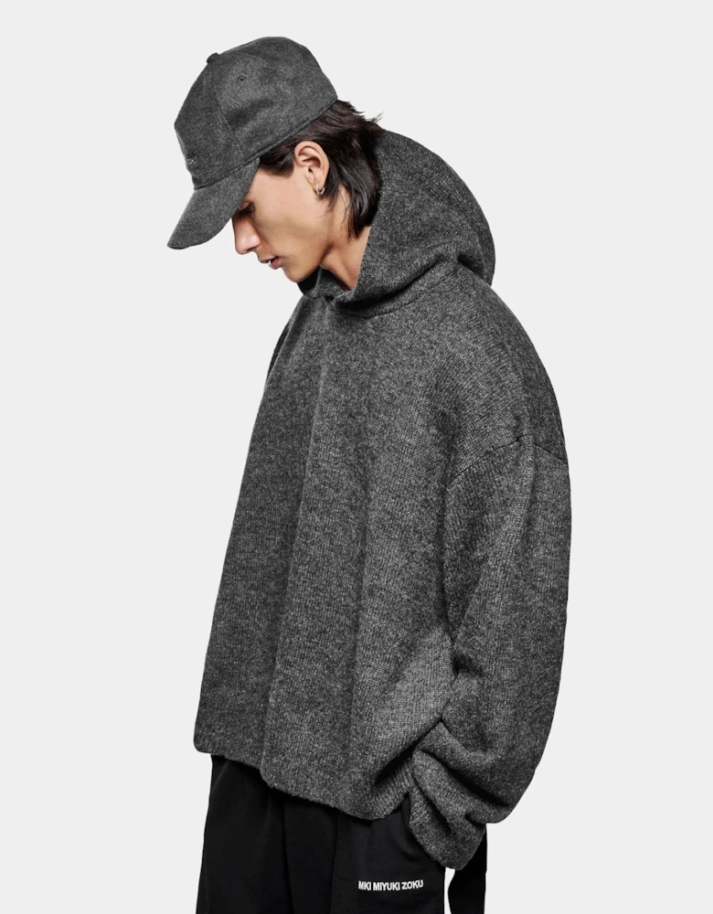 Oversized Fit Mohair Blend Knit Hoodie